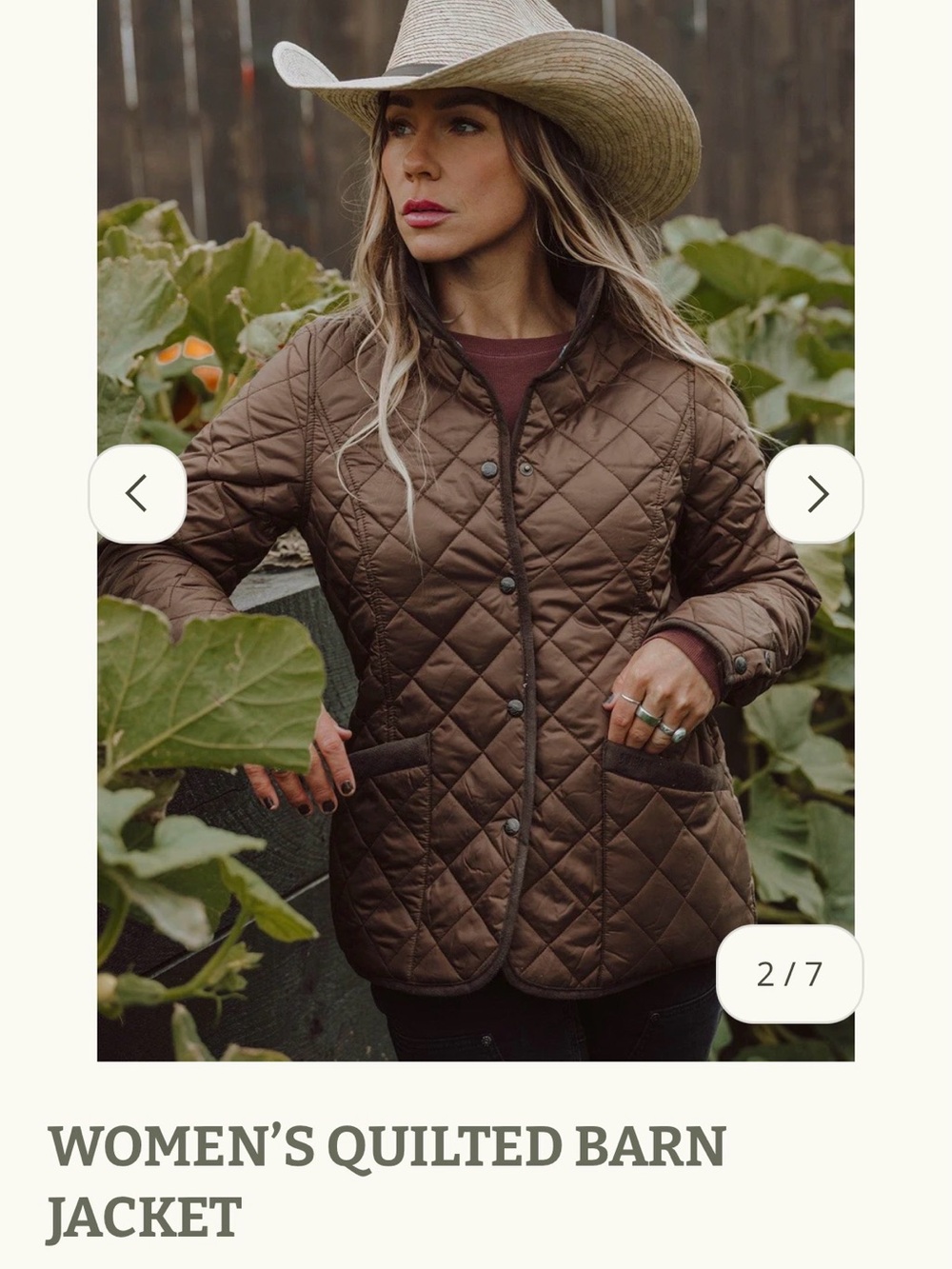 Outback Trading Co. Quilted Brown Jacket with Corduroy Collar